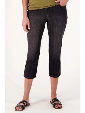 Belle by Kim Gravel Cropped Jean Size 2 Tall Primabelle Straight Leg Black Denim